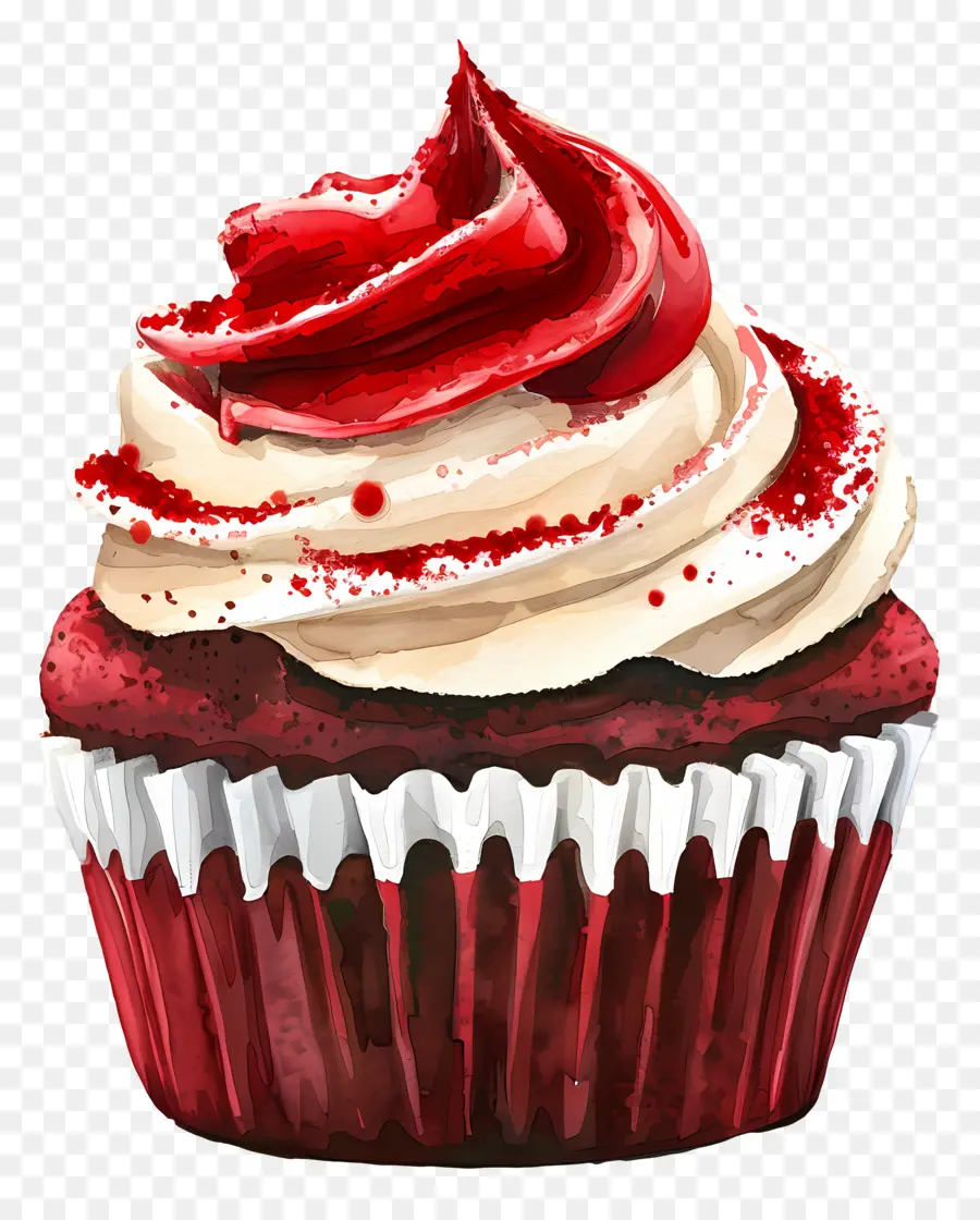 Cupcake De Terciopelo Rojo，Crema De Queso Glaseado PNG