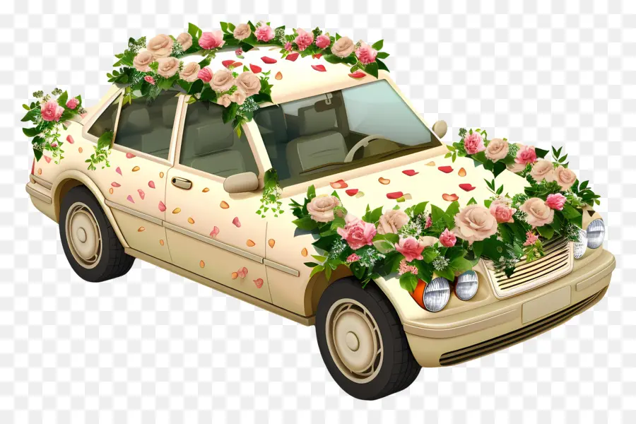 Coche De Boda，Arreglo Floral PNG