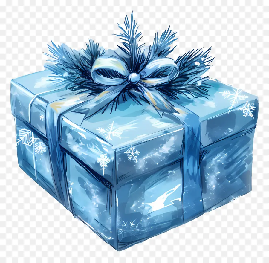 Azul Caja De Regalo，Regalo PNG