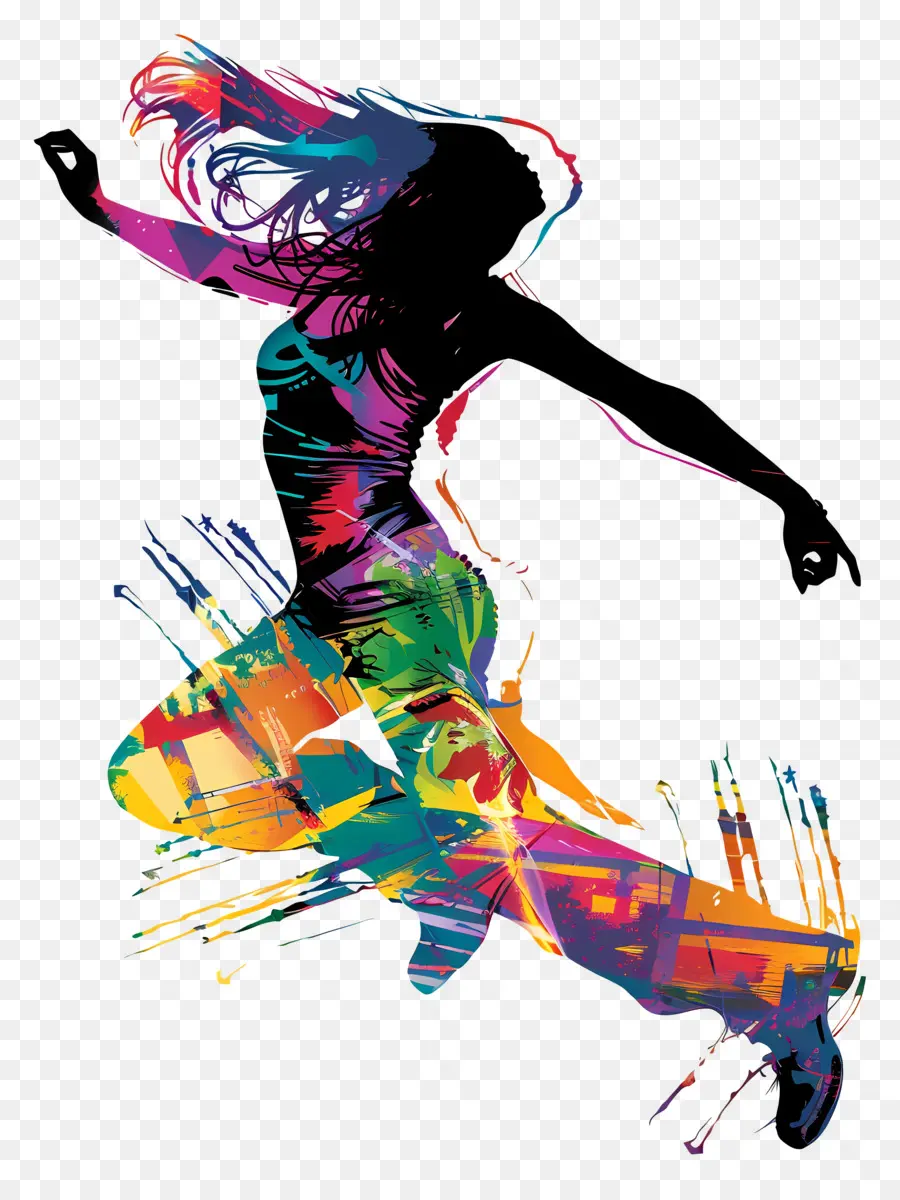 Colorida Silueta Bailarina，Mujer PNG