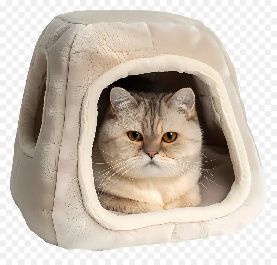 Cama Para Gatos，Gato En Una Cama Acogedora PNG