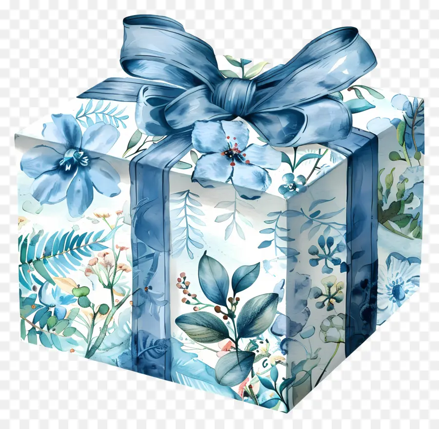 Azul Caja De Regalo，Envoltorio De Regalo PNG