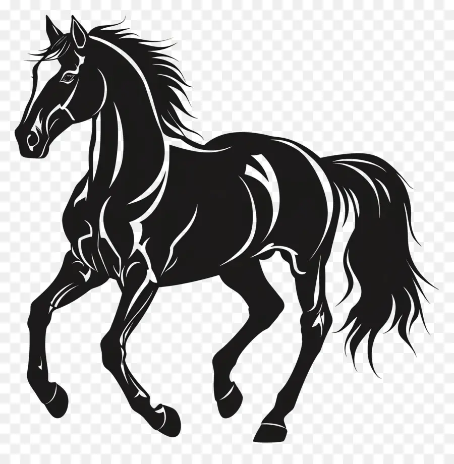 Silueta De Caballo，Caballo Negro PNG