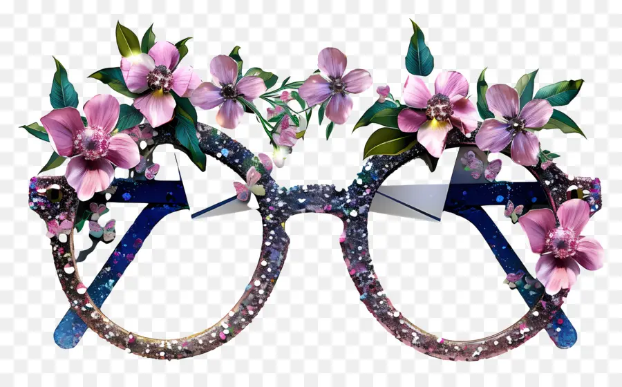 La Chica De Las Gafas De Sol，Gafas De Flores PNG