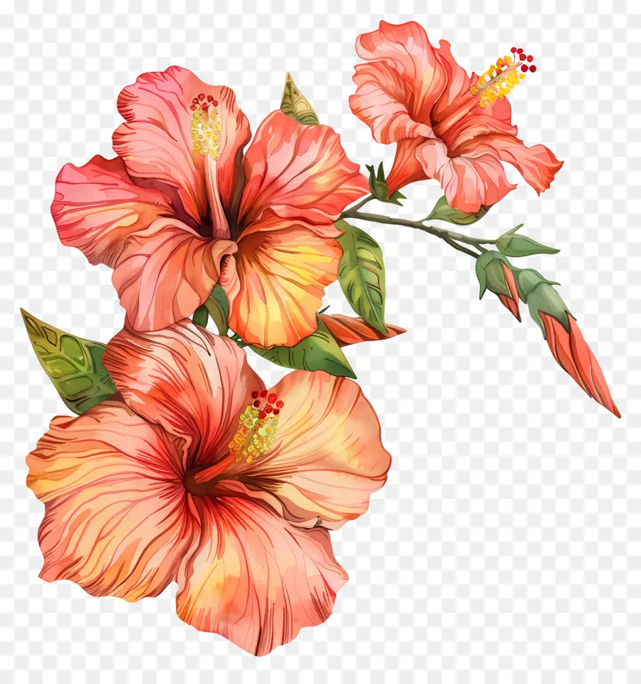 Flores Tropicales Hawaianas，Flores De Hibisco PNG