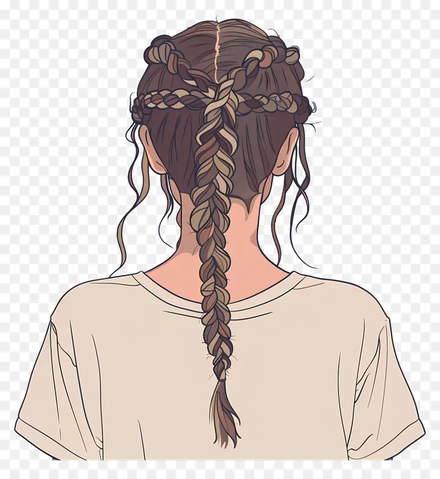 Trenzas Francesas，Cabello Castaño PNG