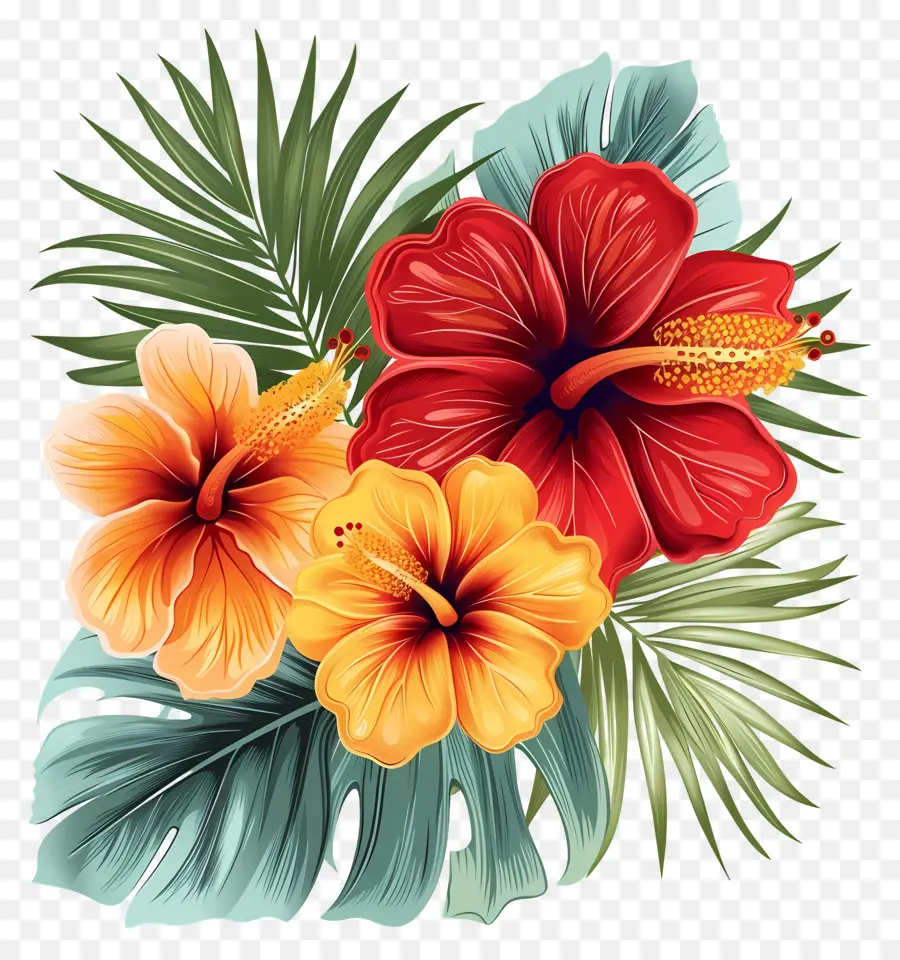 Flores Tropicales Hawaianas，Flores De Hibisco PNG