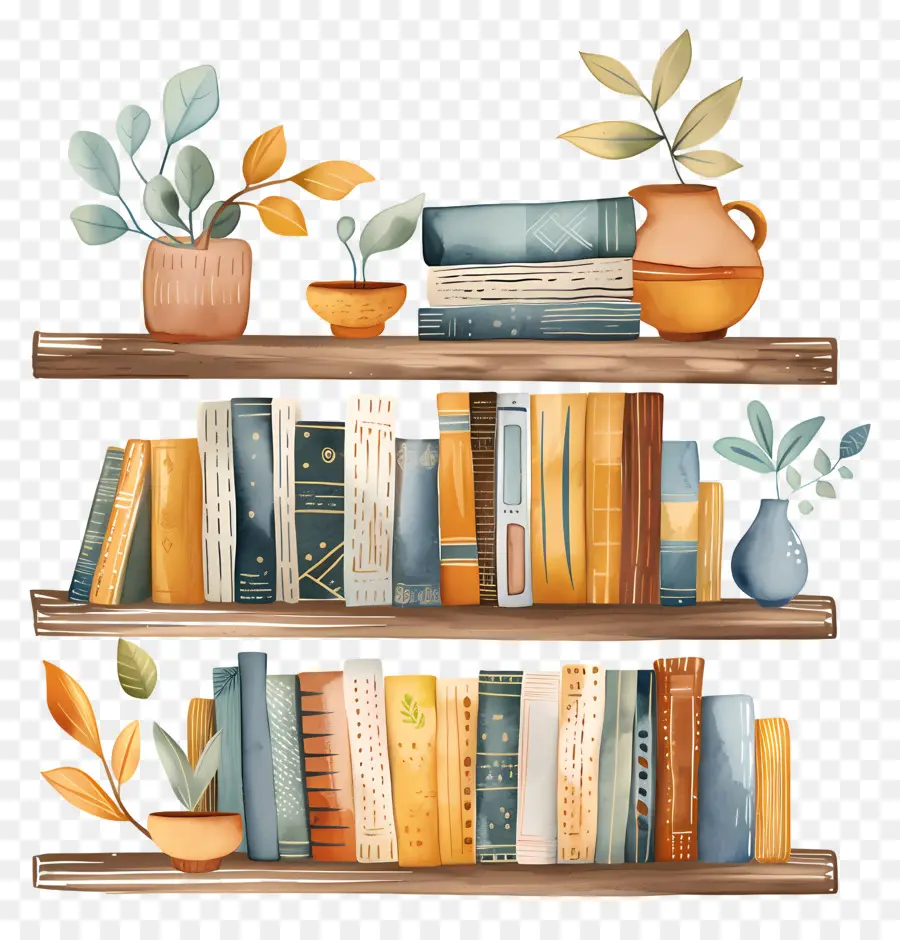 Estante Con Libros，Bookshelf PNG