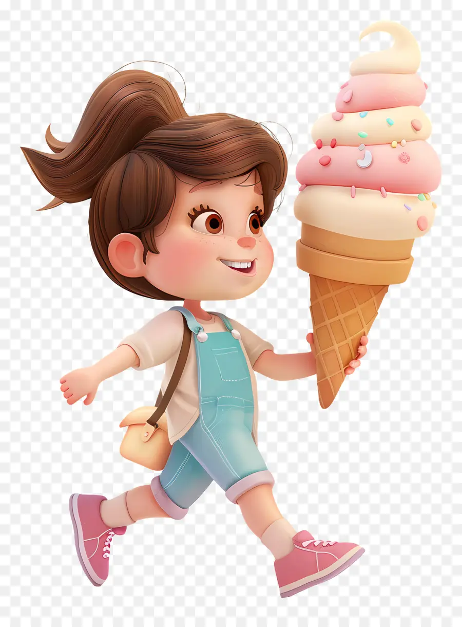 Helado Enorme，Chica Con Helado PNG