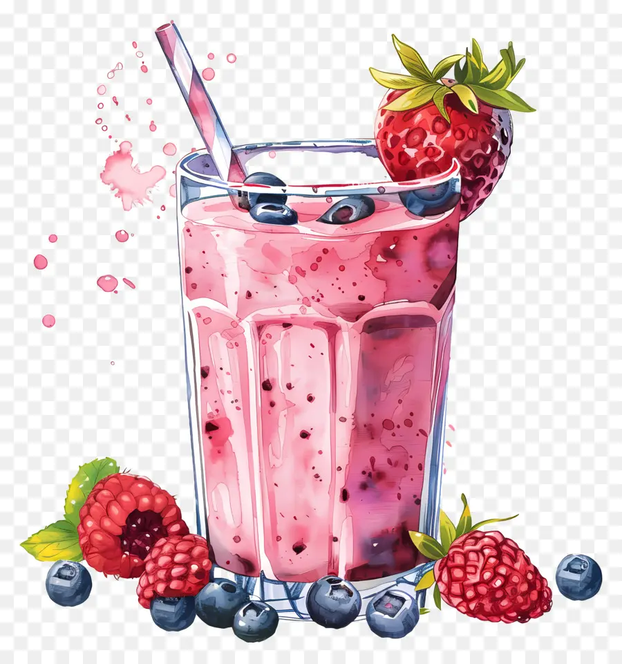 Batido，Smoothie De Fresa PNG