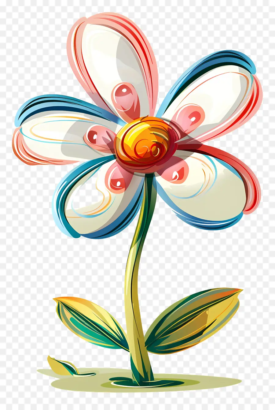 Cartoon Flower，Flor Colorida PNG