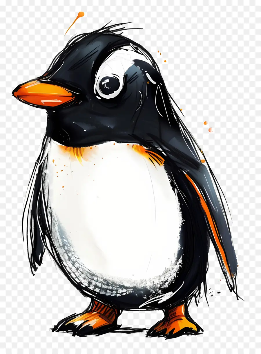 Pingüino，Acuarela PNG