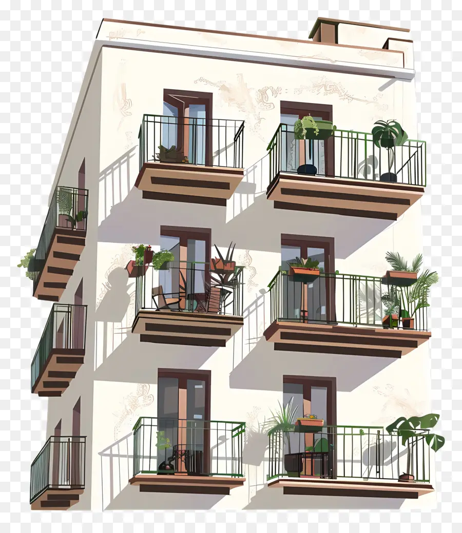 Edificio，Balcones PNG