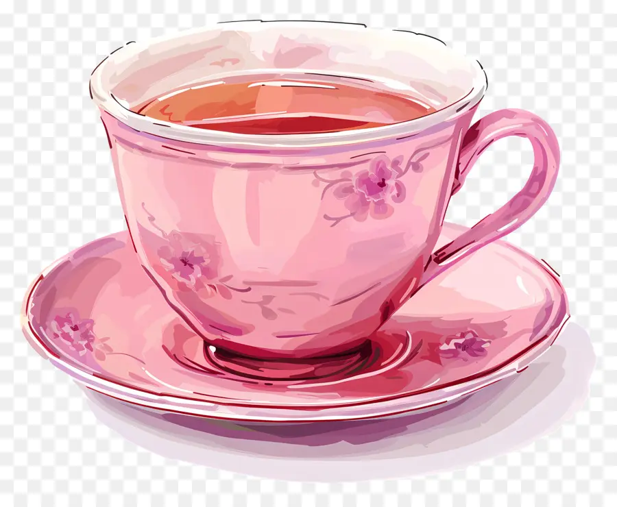 Taza De Té Rosa，Té PNG