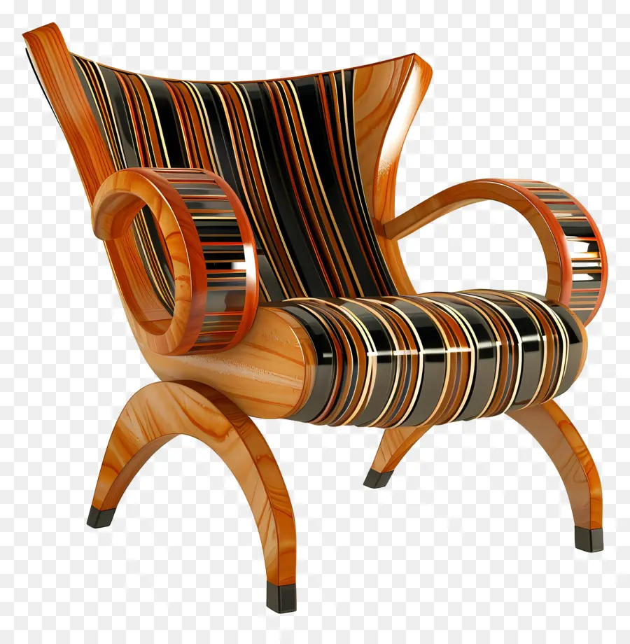 Silla De Madera，Diseño De Rayas PNG