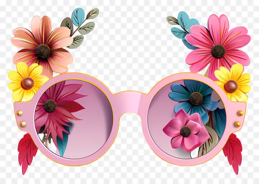 La Chica De Las Gafas De Sol，Gafas De Sol Florales PNG