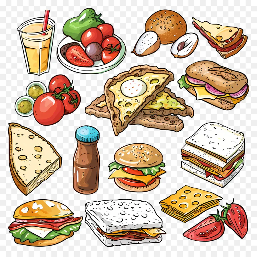De Dibujos Animados De Los Alimentos，La Comida Ilustración PNG