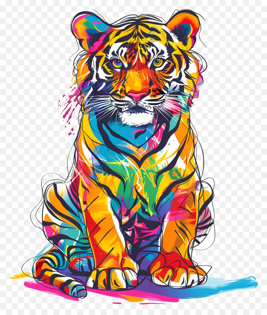 Tigre，Tigre Colorido PNG