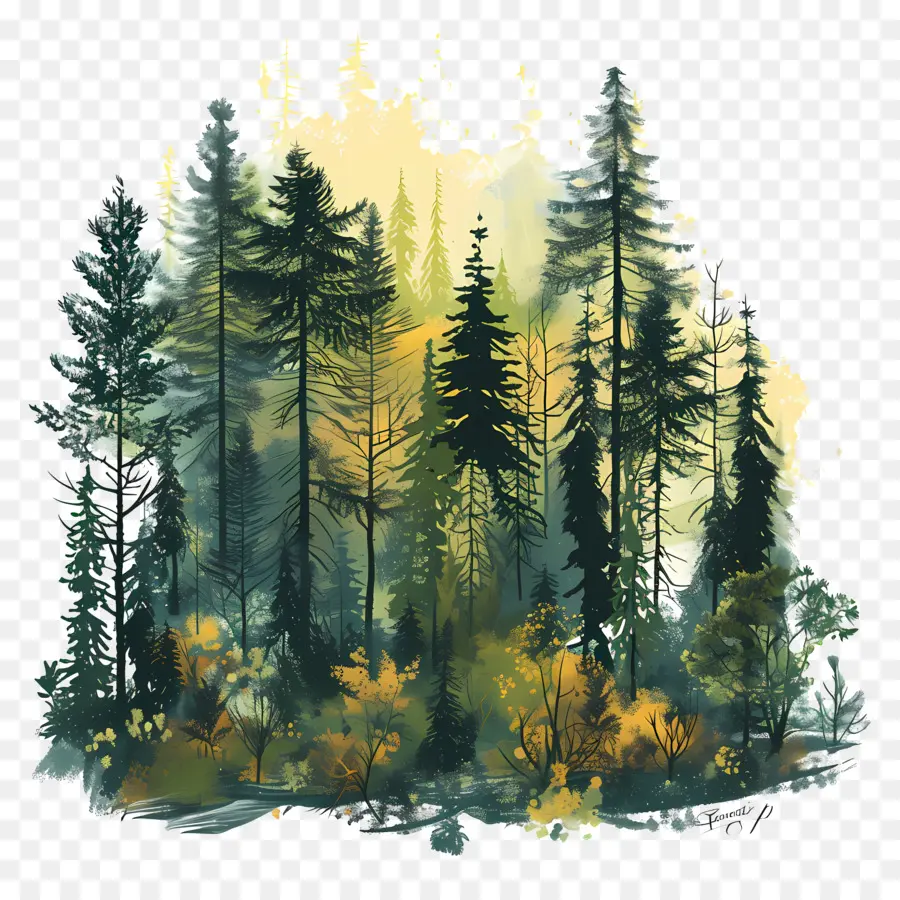 Bosque Iluminado Por El Sol，Bosque Denso PNG