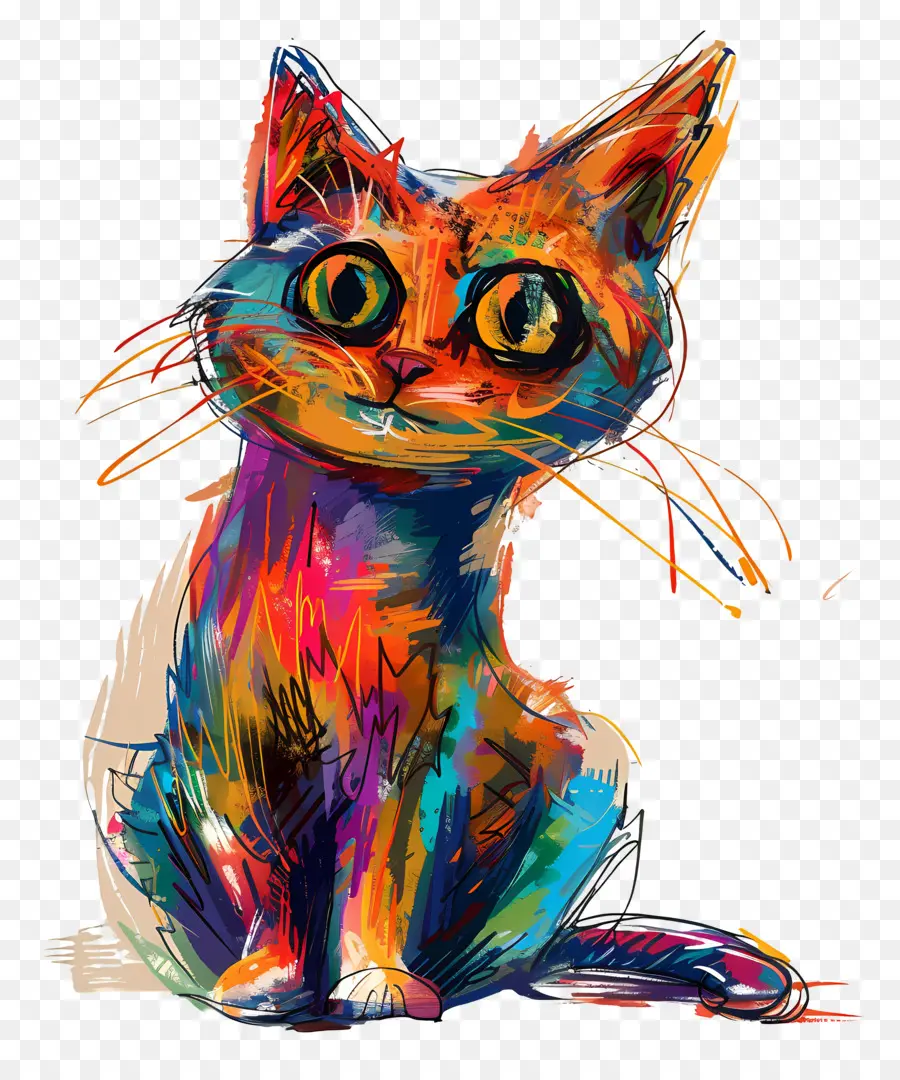 Gato De Dibujos Animados，Gato Colorido PNG