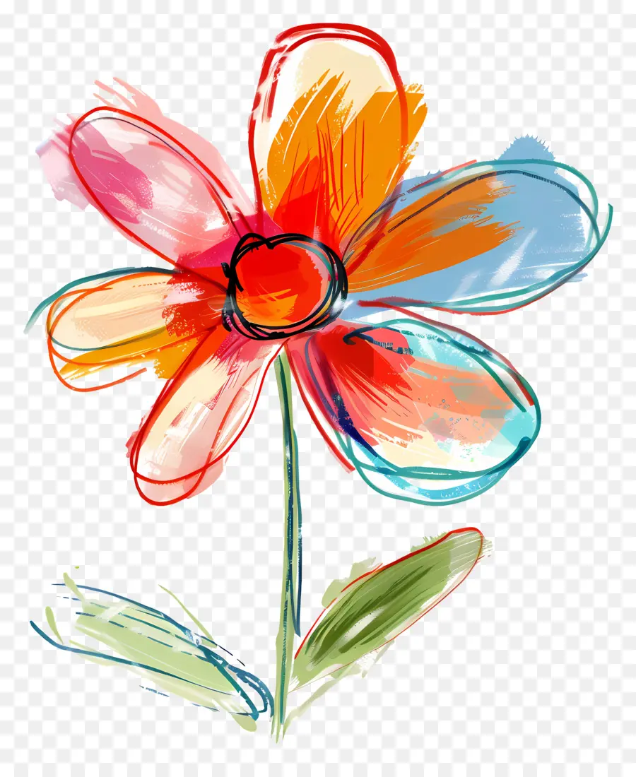 Cartoon Flower，Pintura A La Acuarela PNG