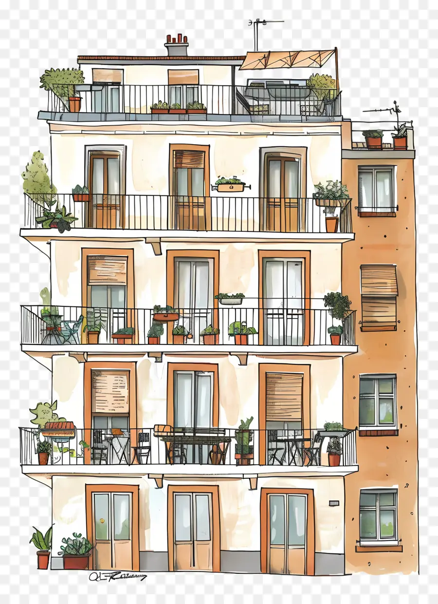 Edificio，Balcones PNG