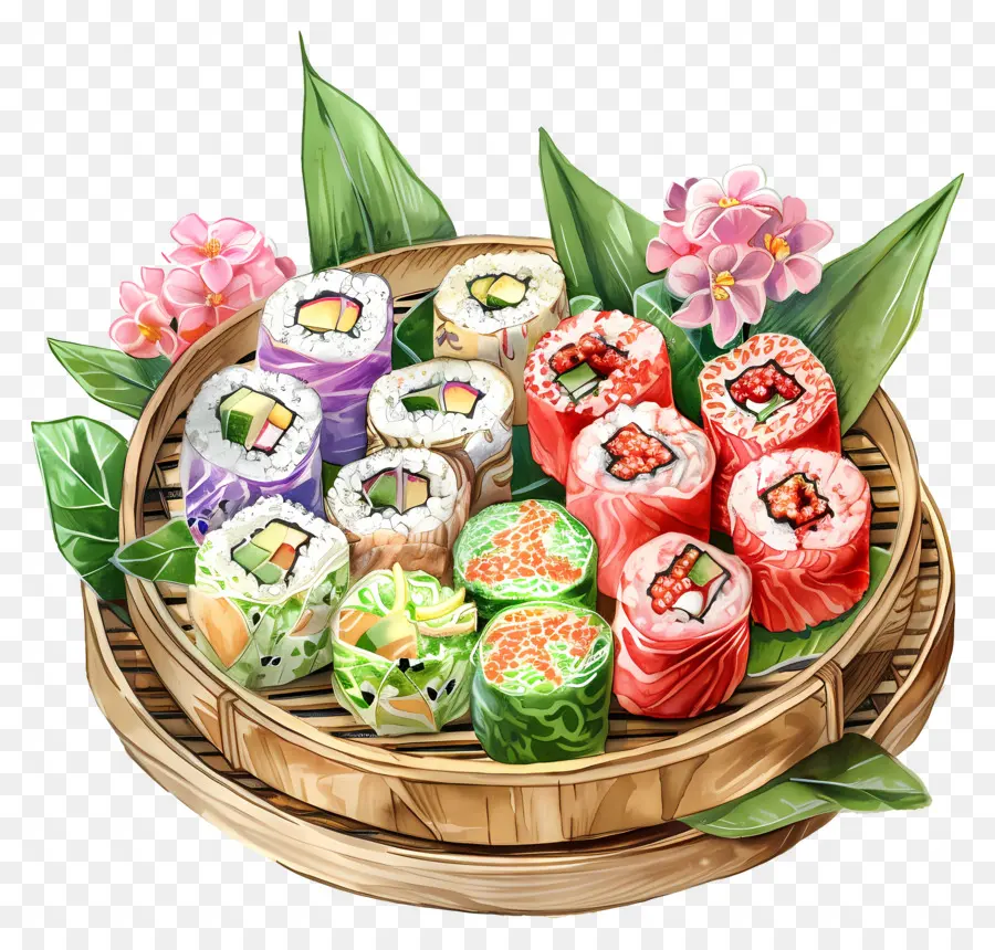 Los Rollitos De Primavera，Rollos De Sushi PNG