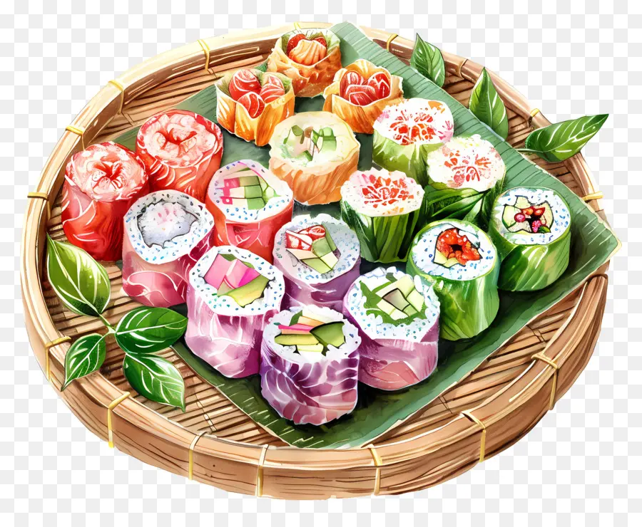 Los Rollitos De Primavera，Rollos De Sushi PNG