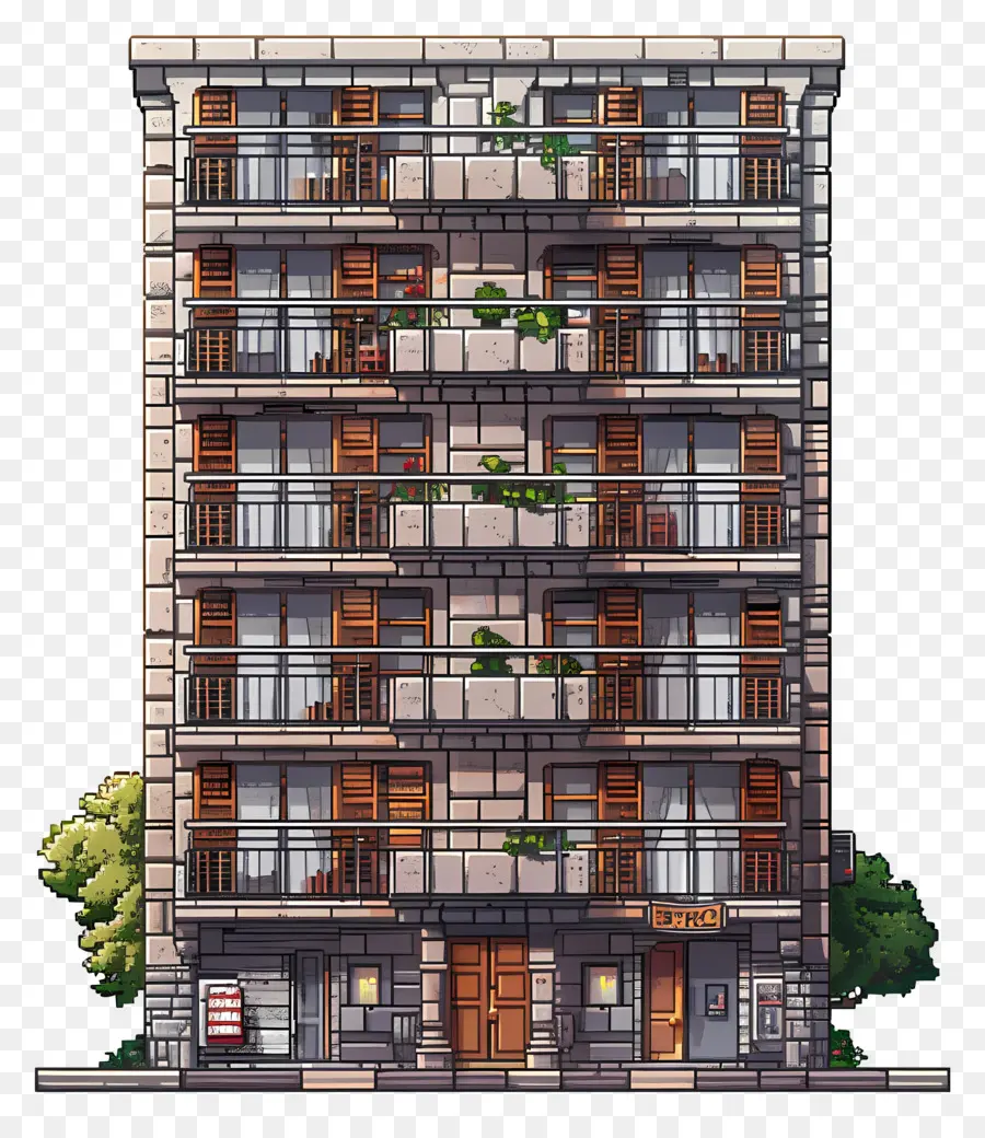 Edificio，Balcones PNG