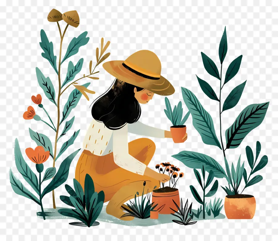 Jardinería，Mujer PNG