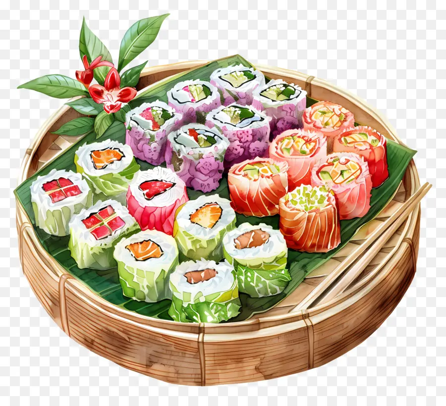 Los Rollitos De Primavera，Rollos De Sushi PNG