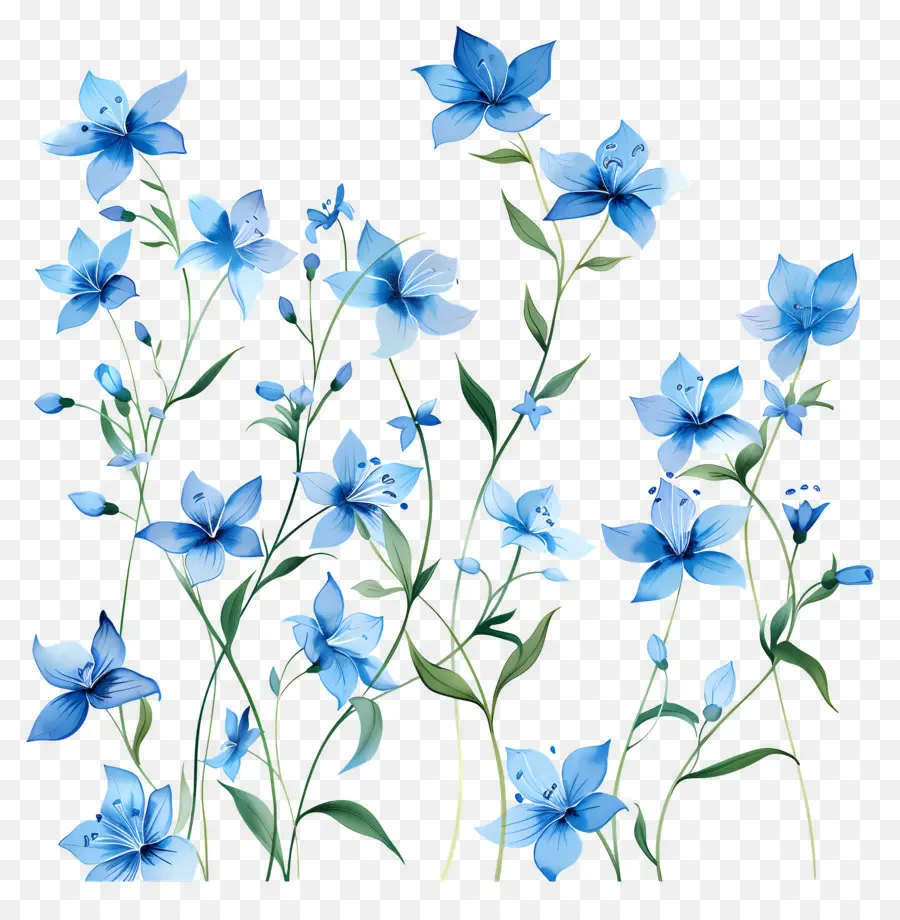 Flores De Color Azul，Ramo PNG