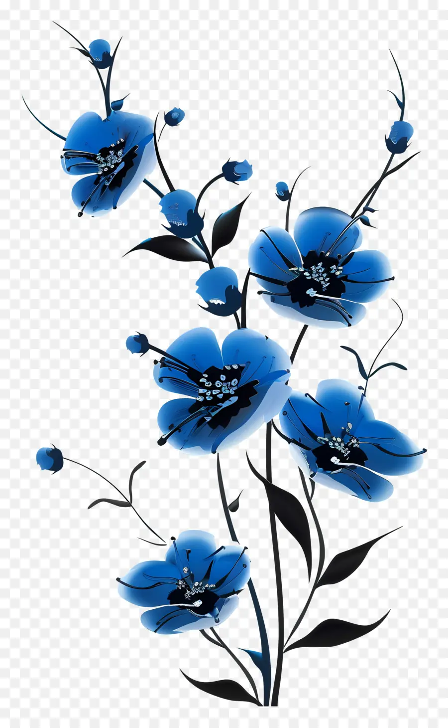 Flores De Color Azul，Flor Azul PNG