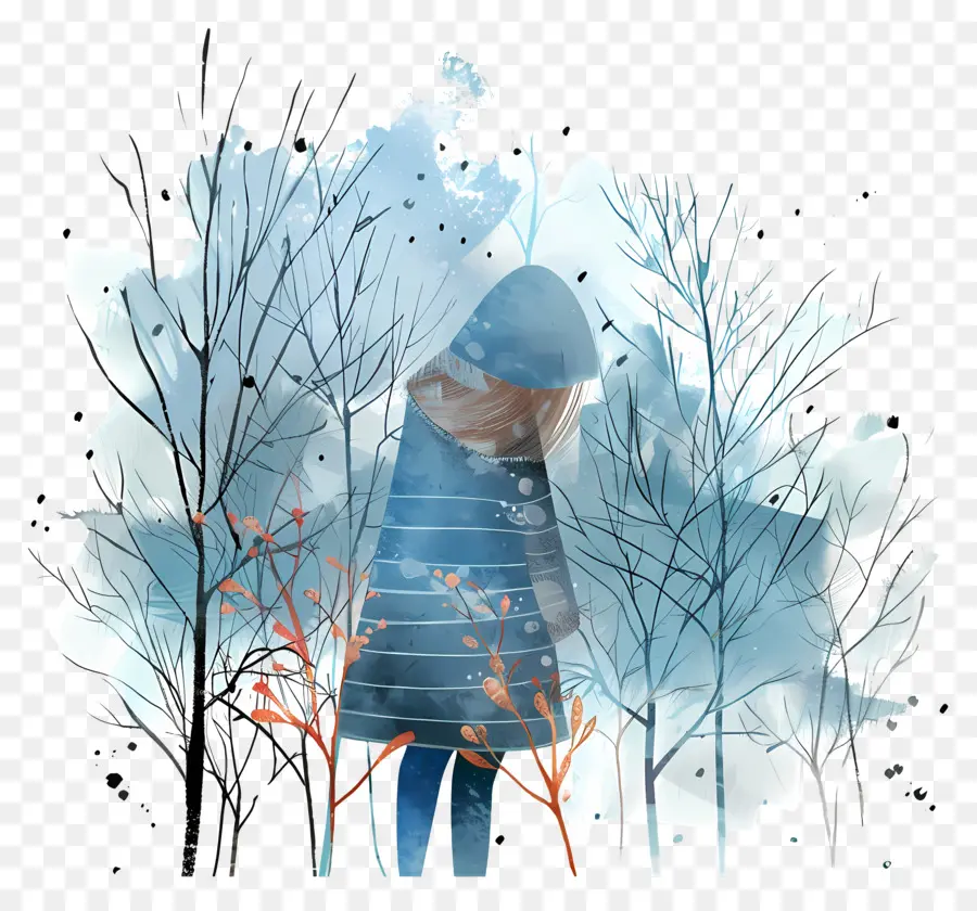 Escarcha Invierno，Persona Con Abrigo Azul PNG