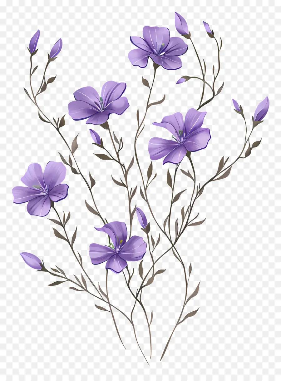 Flores Moradas，Tallos PNG