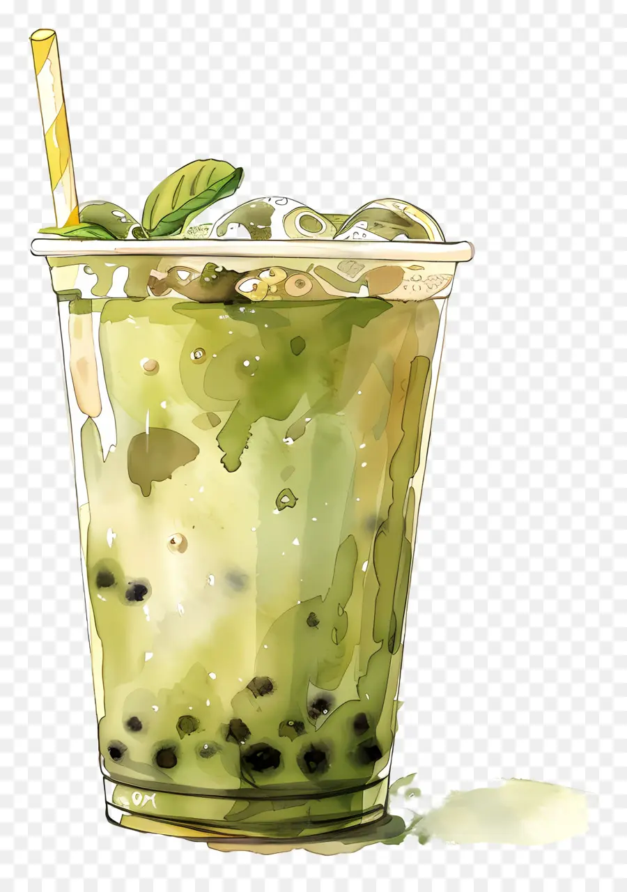 Té De Burbujas De Matcha，Bebida Verde PNG