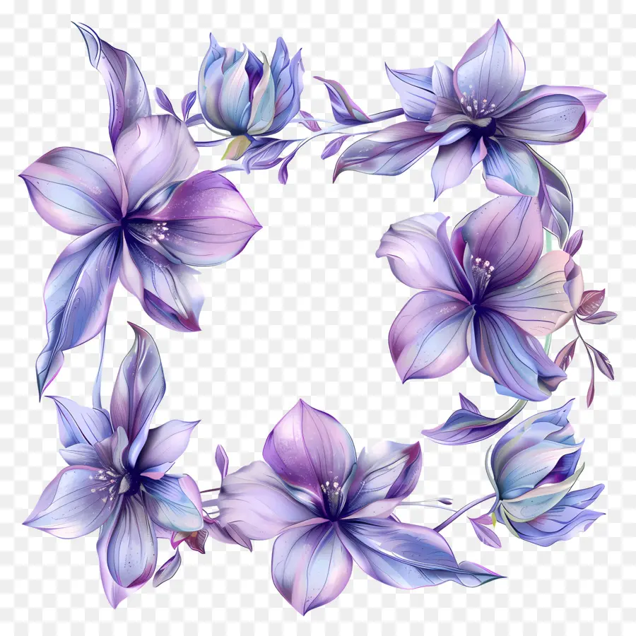 Marcos De Flores Morados，Corona De Flores De Color Púrpura PNG