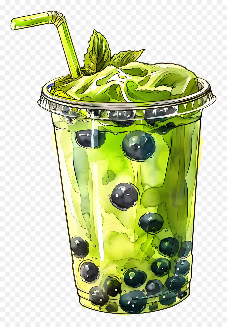 Té De Burbujas De Matcha，Batido Verde PNG