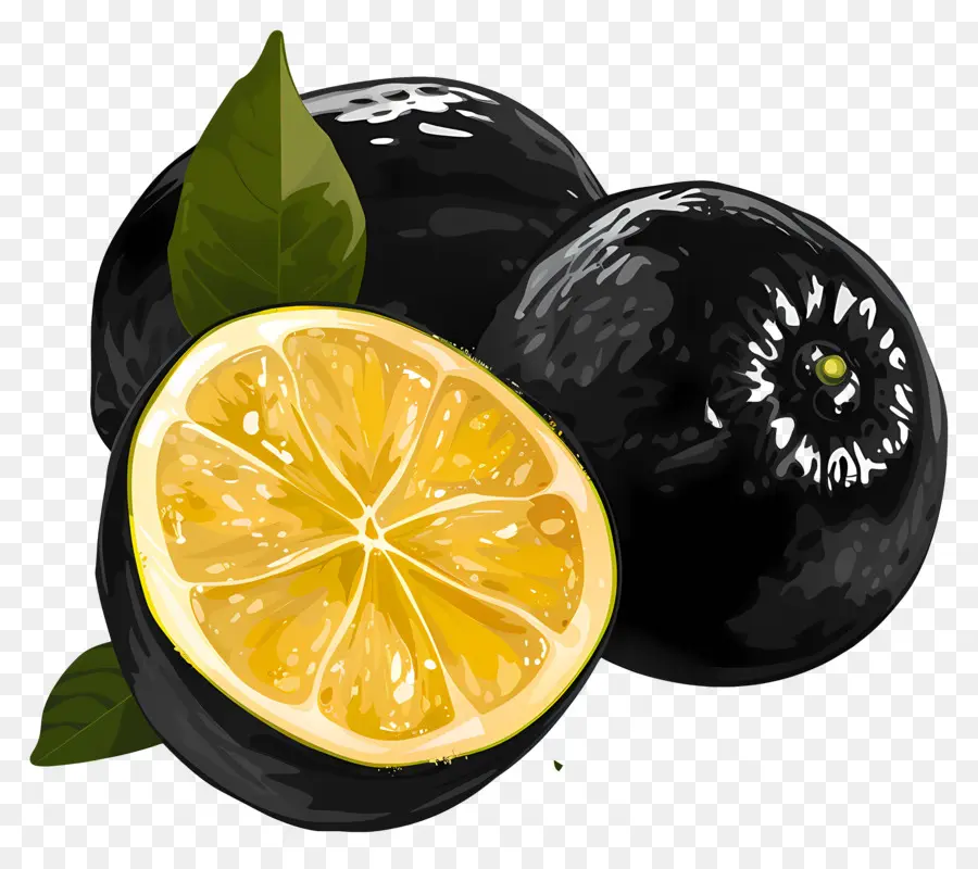 Limón，Limón Negro Y Limón En Rodajas PNG