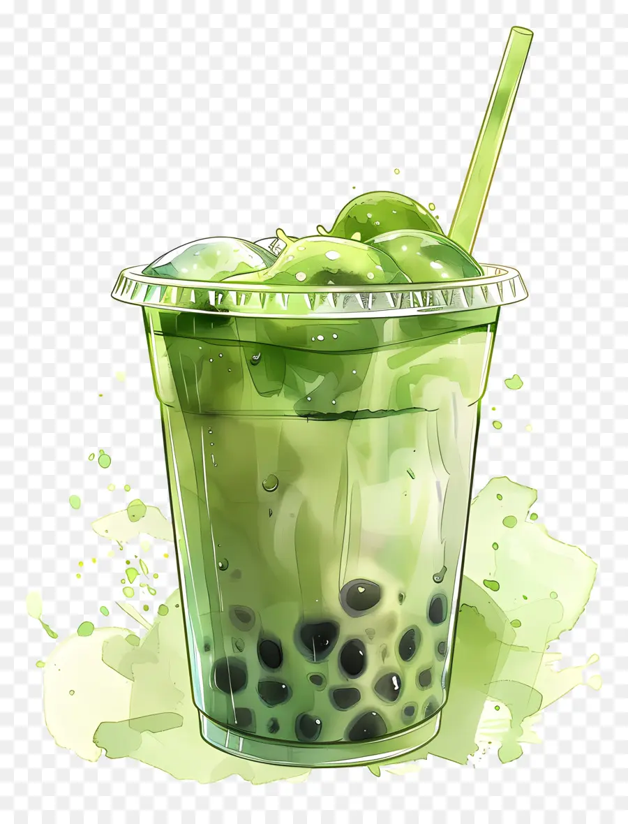 Té De Burbujas Matcha，Té De Burbujas Verde PNG