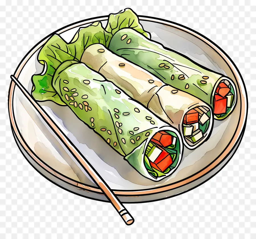 Los Rollitos De Primavera，Envolturas De Lechuga PNG