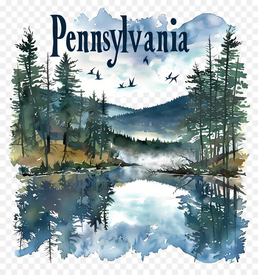 Pensilvania，Pintura A La Acuarela PNG