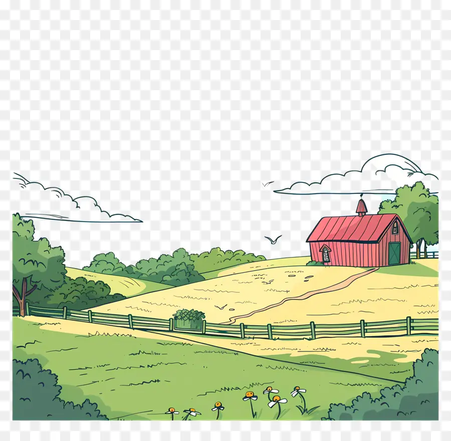 Granja Paisaje，Granero Rojo PNG