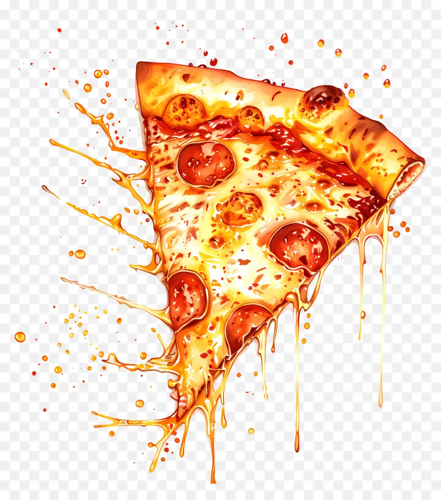 Rebanada De Pizza，Pintura A La Acuarela PNG