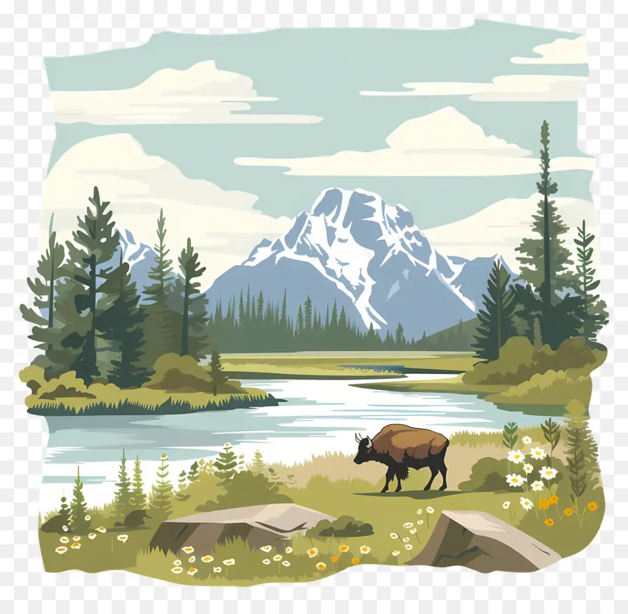 El Parque Nacional De Yellowstone，Mountain Landscape PNG