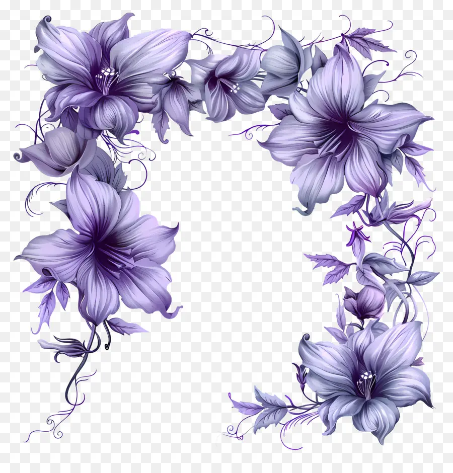 Marcos De Flores Morados，Flores De Color Púrpura PNG