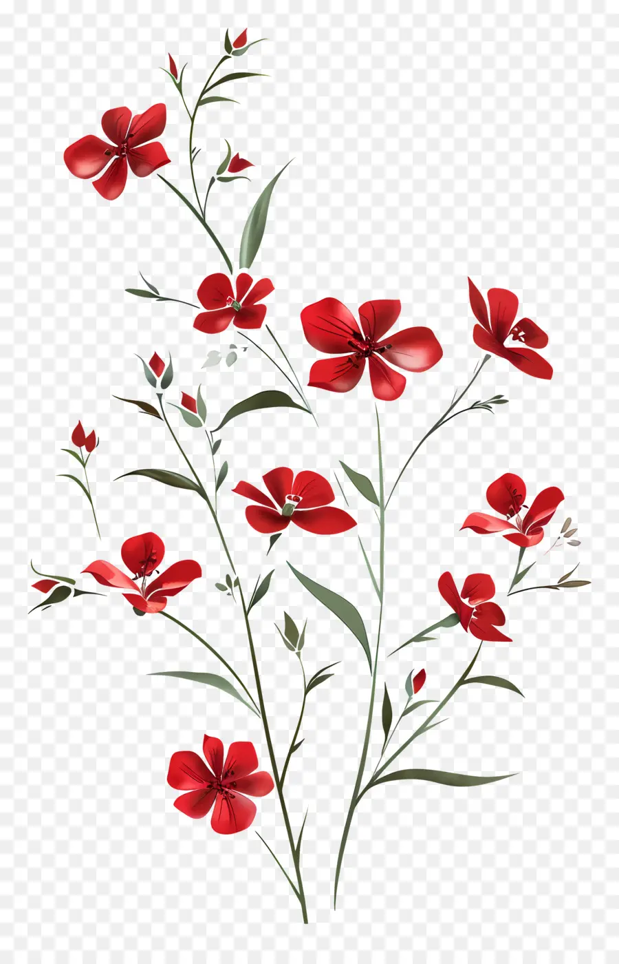 Las Flores De Color Rojo，Patrón Floral PNG