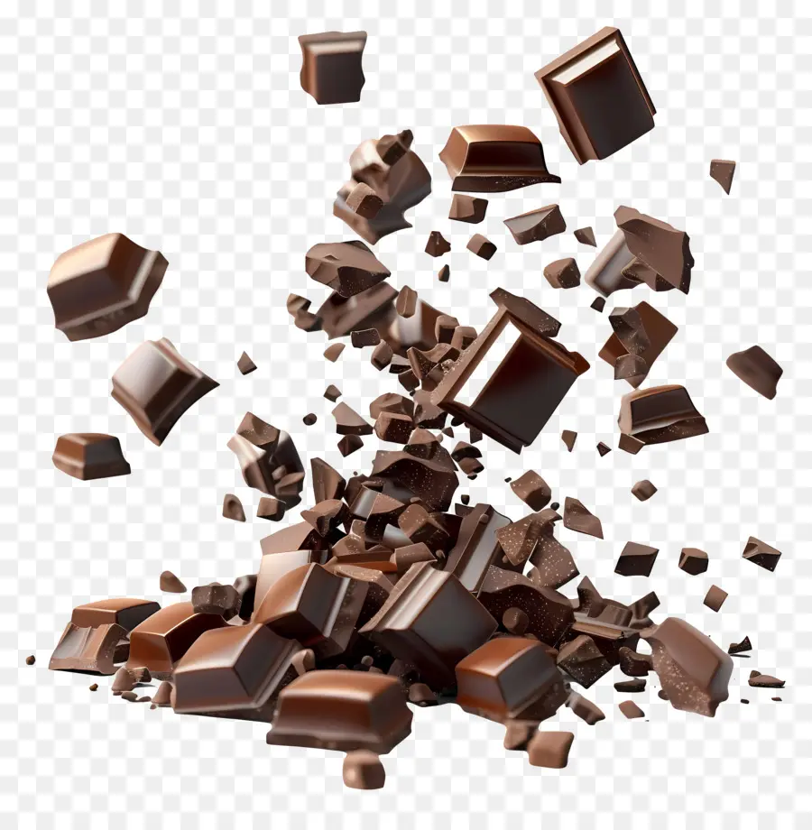 Chocolate Cayendo，Trozos De Chocolate PNG