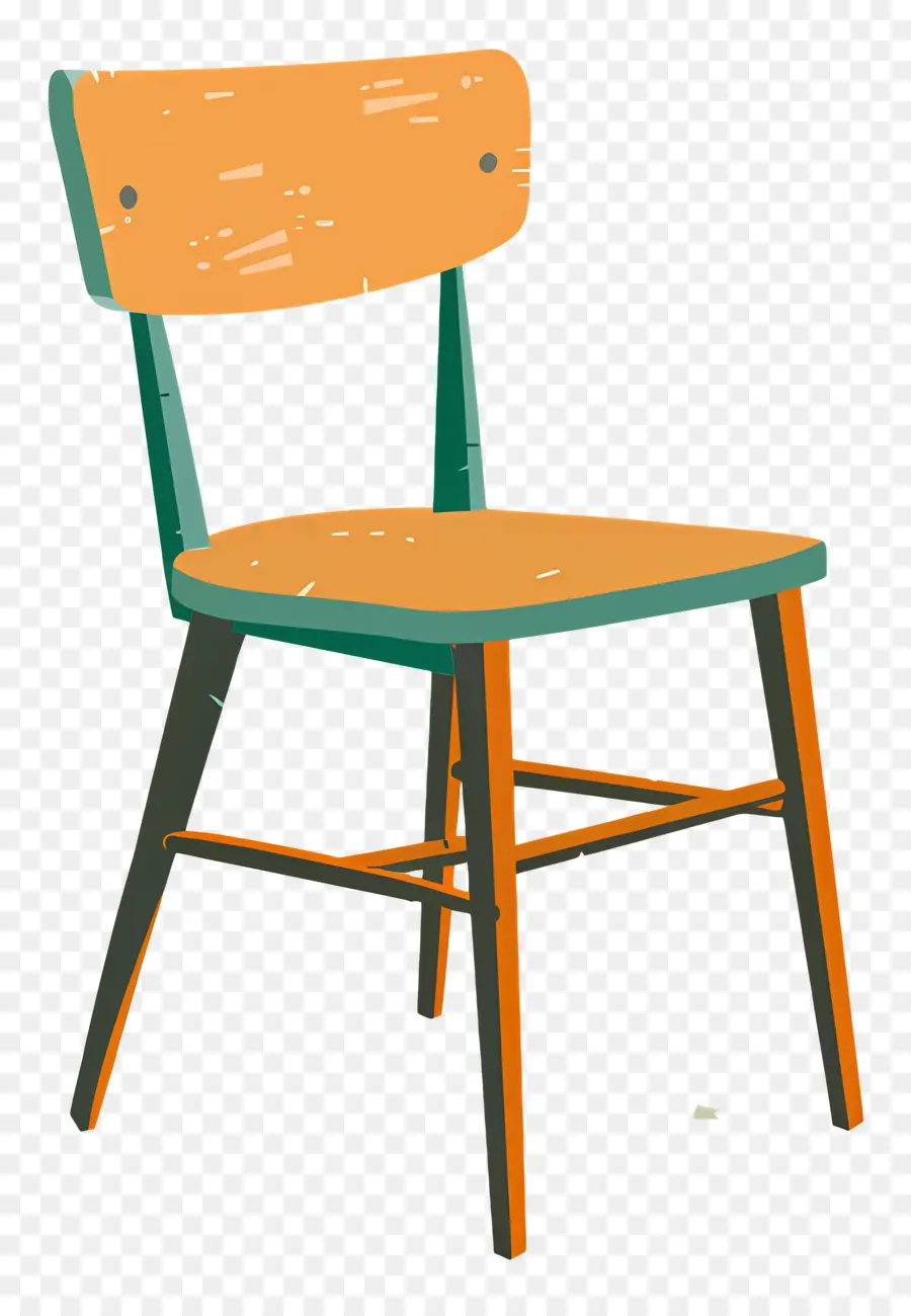 Silla，Silla De Madera Naranja Y Verde PNG