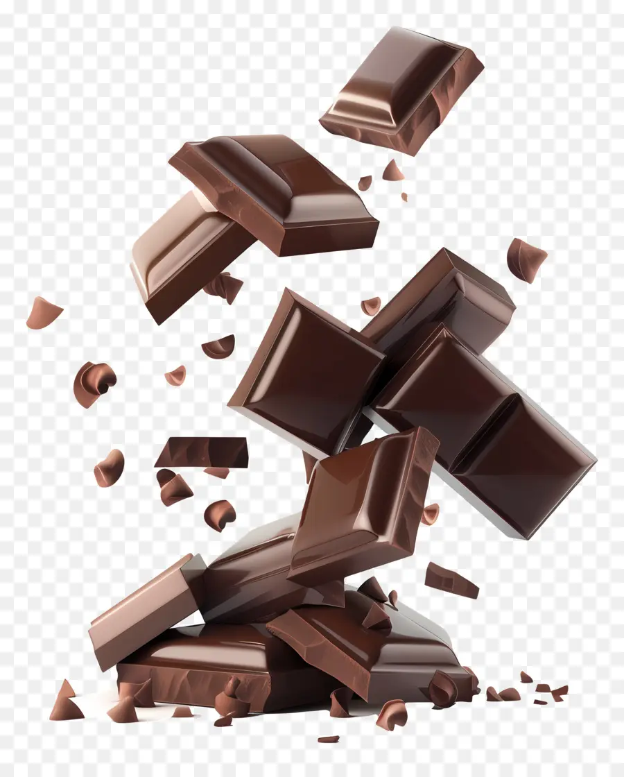 Chocolate Que Cae，Barras De Chocolate Rotas PNG